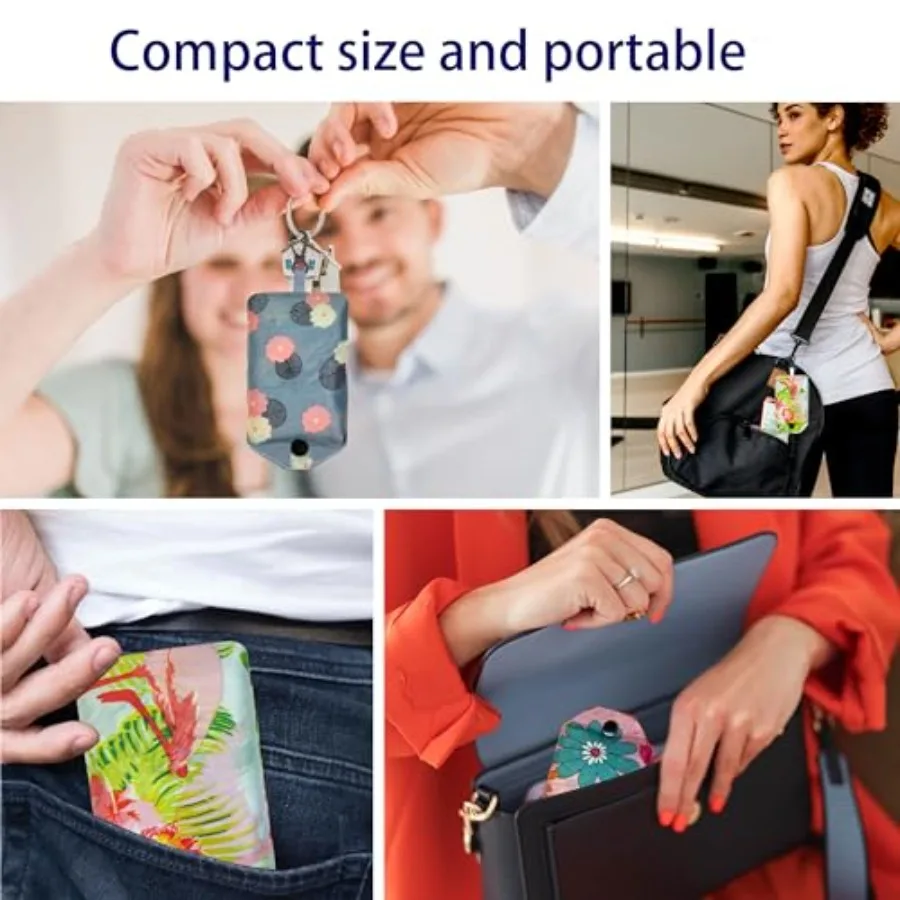 6 Pcs Reusable Shopping Bags, Foldable Grocery Bags in Pocket, Eco-friendly Travel Recycle Shopping Bags, Waterproof and Machin