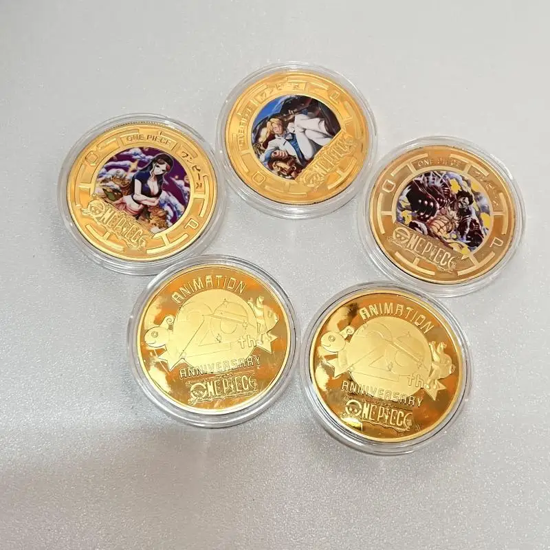 One Piece Monkey D. Luffy Nami Nico-Robin Commemorative Metal Coins Anime Characters Game Collection Rare Boys Birthday Gift