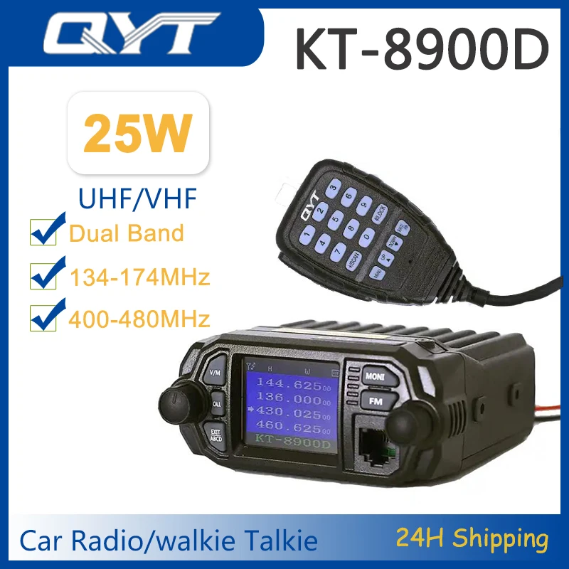 QYT KT-8900D Car radio Mobile Station Transceiver Walkie Talkie Dual Band VHF/UHF 25W 136-174/400-480MHz Quad Watch Mini Amateur