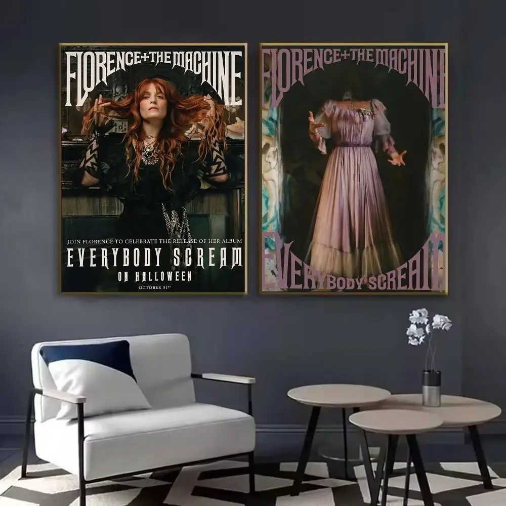 F-Florence And The Machine Poster Waterproof Sticky Wall Art Print For Bedroom Living Room Hallway Bar Home Decor