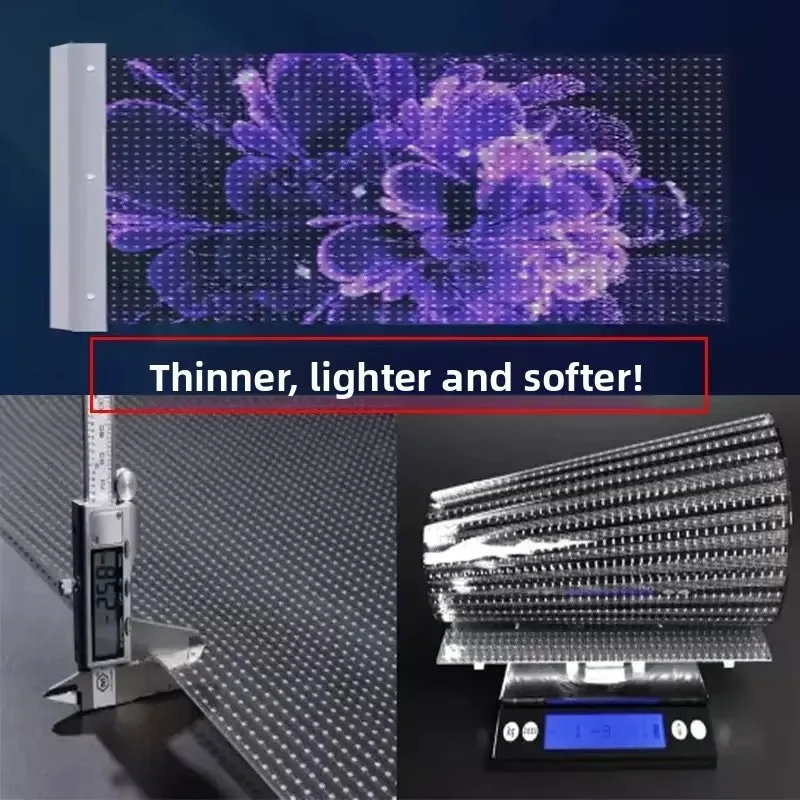 Flexible transparent film display, full color, modular installation, customizable size, indoor use