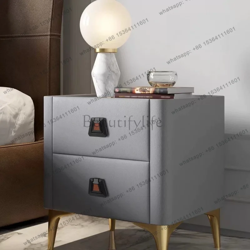 sliding door drawer bedside table leather pattern flat handle tatami invisible simple personalized handle