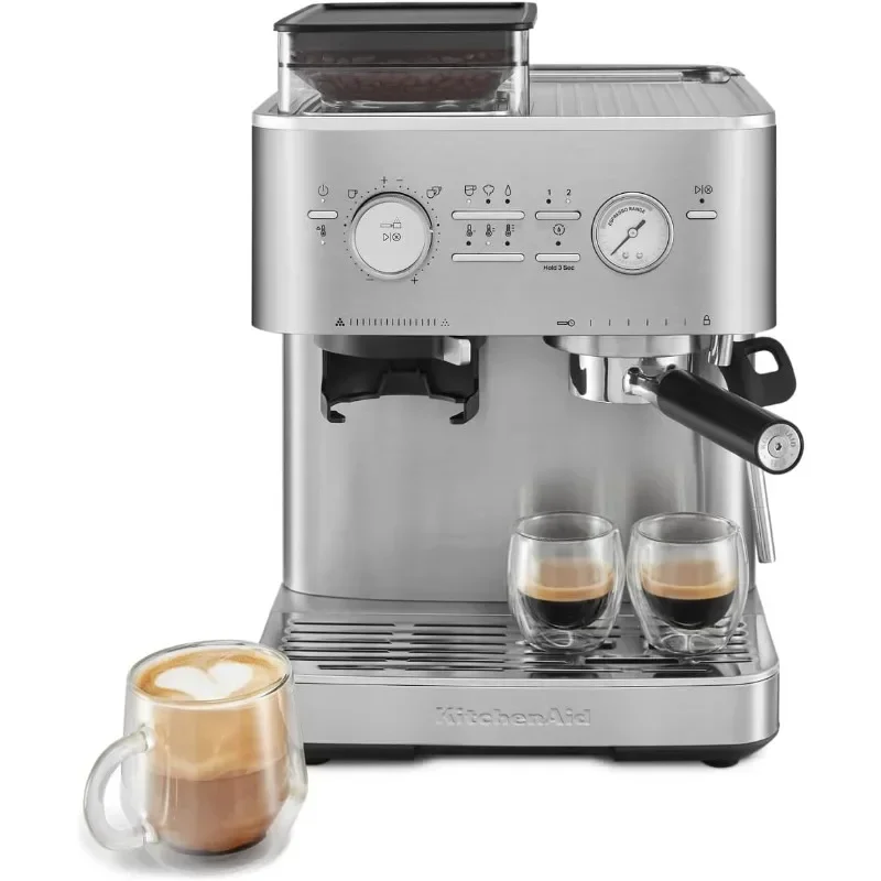 

Semi Automatic Espresso Machine with Burr Grinder, Stainless Steel, Coffee Machines Kitchen