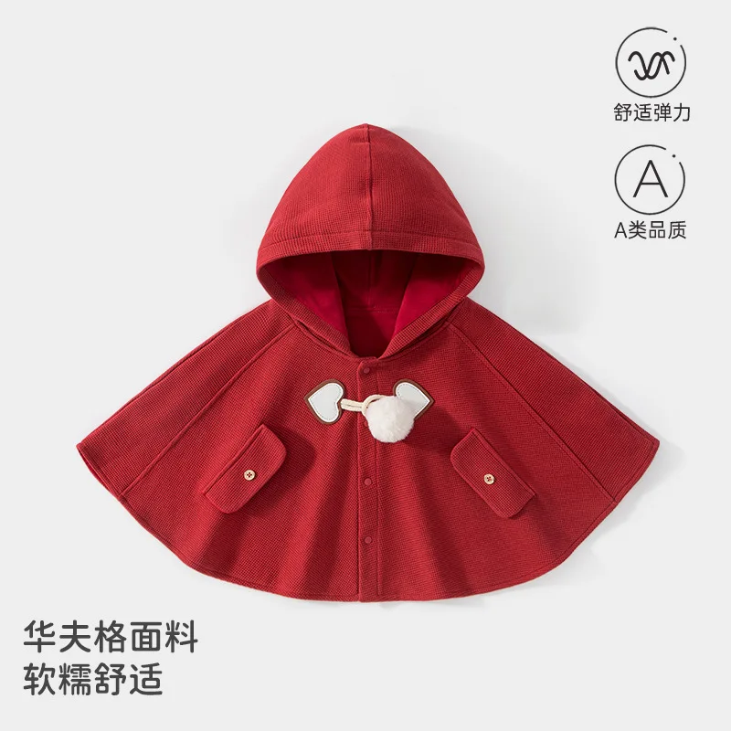 Spring and Autumn New Girls Cloak Baby Birthday One Year Hooded Cloak Baby Going Out Children's Clothing