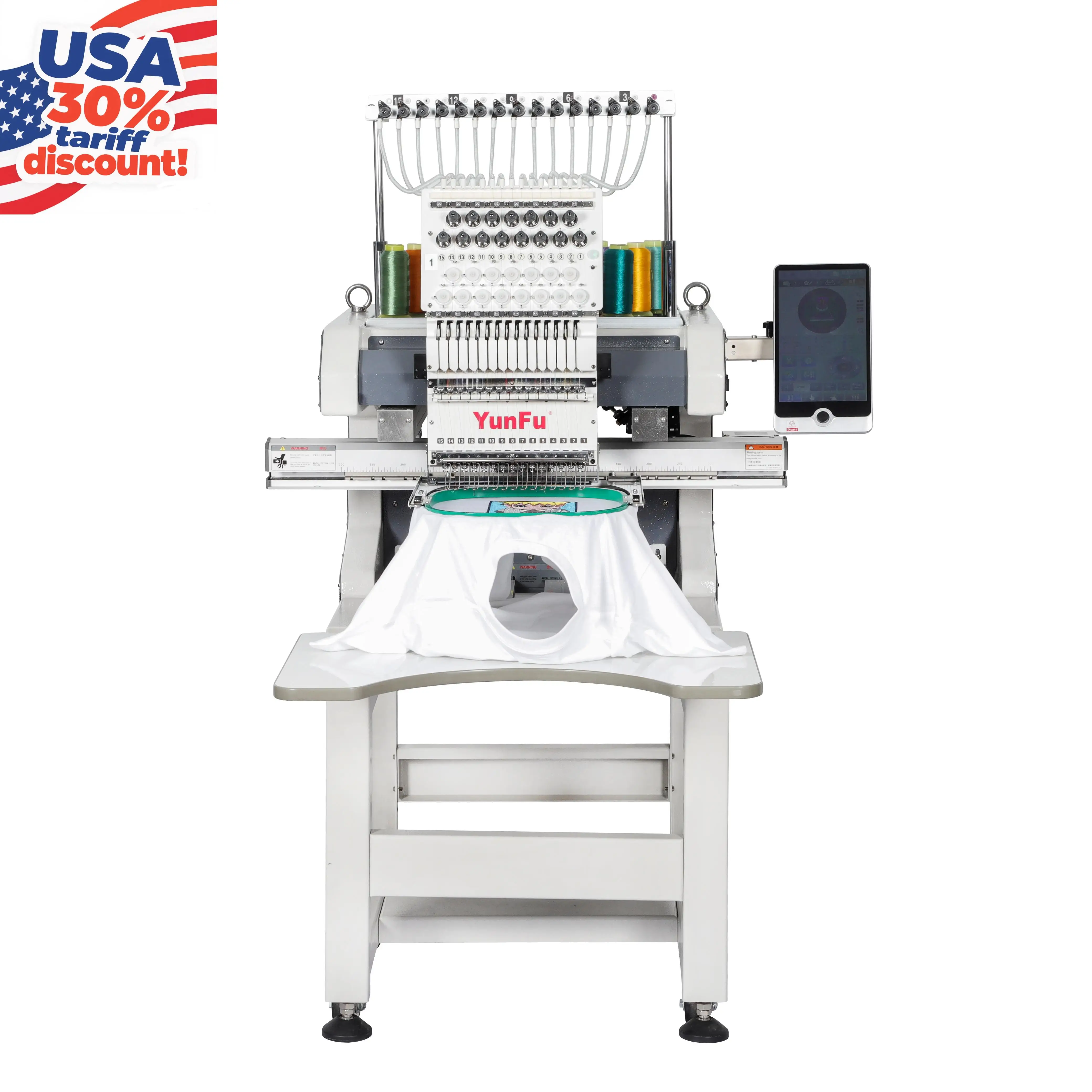 High Quality Single-Head 12 Needles Automatic Embroidery Machine For Cap Tshirt Flat Industrial Use Bearing Motor Engine Core
