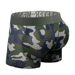 Sexy Man Padded Panties Mesh Camouflage Underwears Buttocks Lifter Butt Push Up Shorts And Underpants For Men