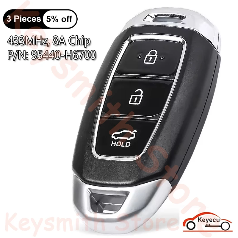 

KEYECU 3 кнопки 433 МГц 8A чип для Hyundai Verna 2021 автоматический умный пульт дистанционного управления 95440-H6700