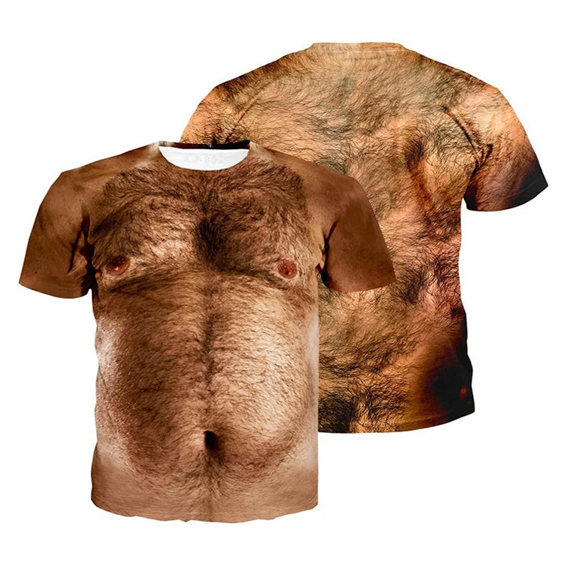 2023 New Fashion Men 3d T Shirt Funny Printed Chest Hair Muscle Short Sleeve Summer Men\'s Tshirts Funny Monkey Face T-shirt Brea