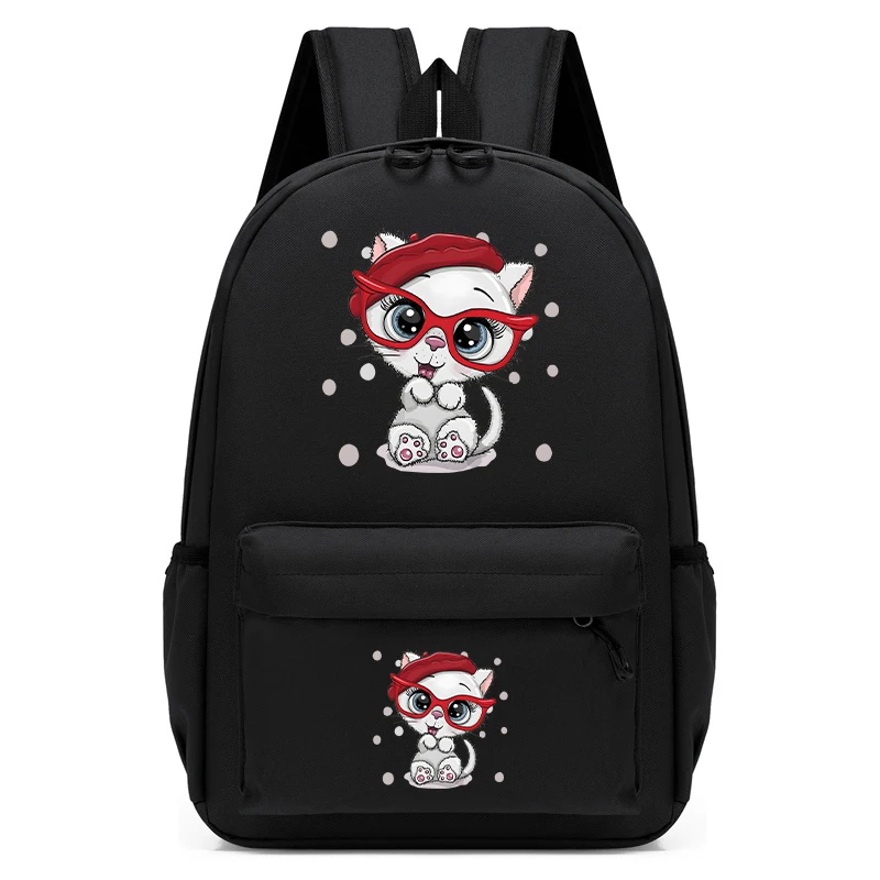 Mochila Escolar con estampado de gatitos y dibujos animados para niños y niñas, bolso Escolar Kawaii para guardería