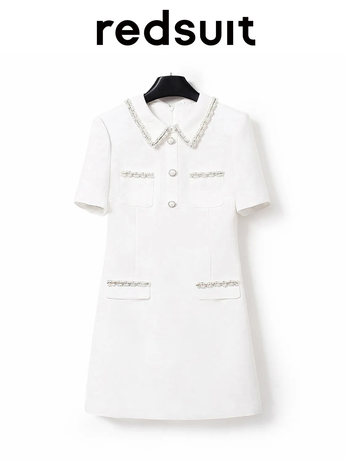 New Heavy industry nail bead white lightweight floral collar dress custom size
