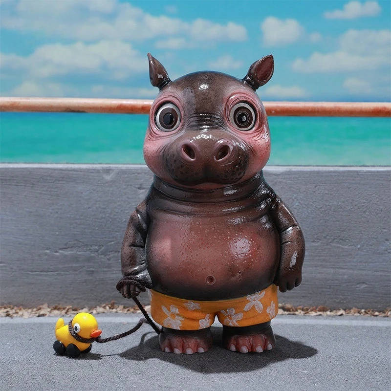 

Summer Hippopotamus Simulation Resin Animal Model Figurine Doll for Action Figures Desktop Decoration Display