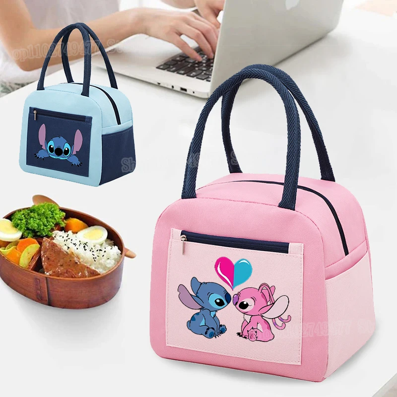 Lunch bag Disney Stitch Thermal Portable Insulated Box fresh-keeping portable Lunch Container school office food storage bag