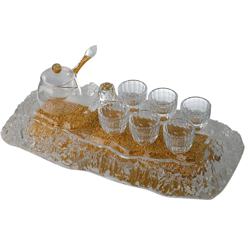 

Glazed glass, gold foil, household, crystal electricity with tea tray, thousands of miles, Jiangshan