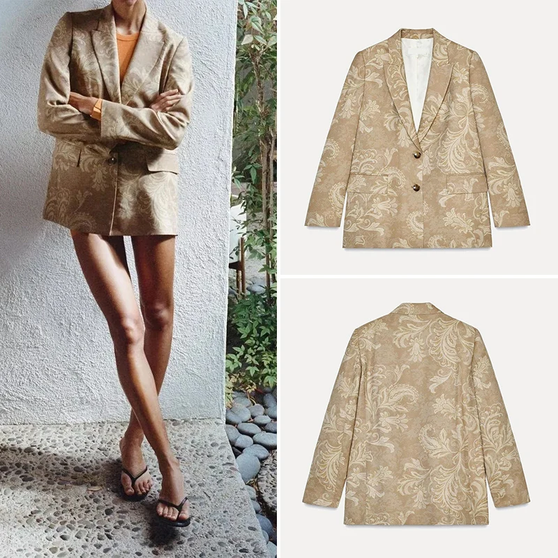 

Весенняя женская куртка с принтом и подушечками Long Sve ket, модная повседневная марка Sli Z