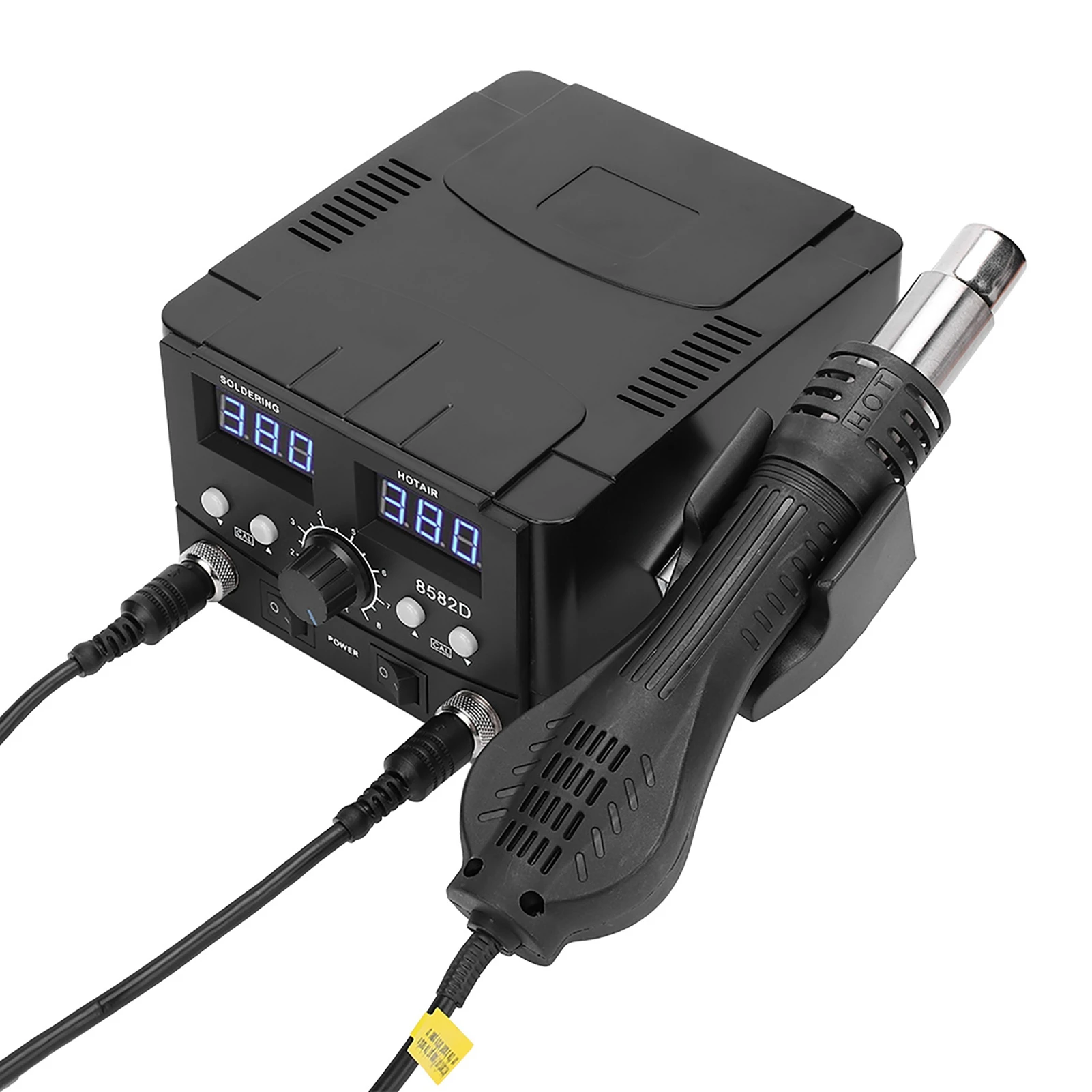 

Цифровая паяльная станция 8582D 750W с термофеном и паяльником 2-в-1 для SMD LED-компонентов