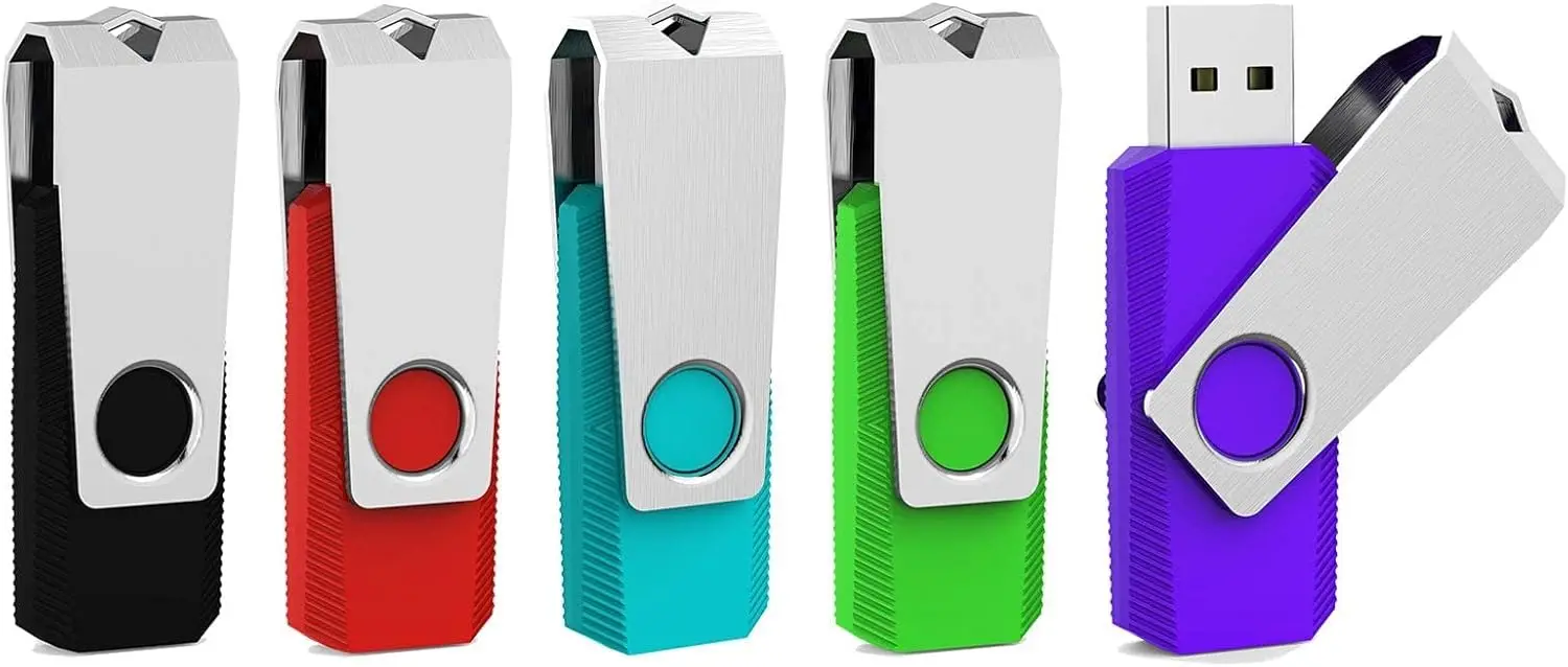 

64GB USB 3.0 Flash Drive 5 Pack with Mixed Colors: Black Red Cyan Green Purple for Fast Data Transfer