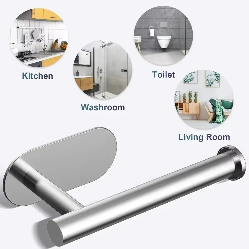 1Pcs Toilet Paper Holder No Punching Wall Mounted Rustproof Anticorrosion Bathroom Kitchen Roll Paper Toilet Holder