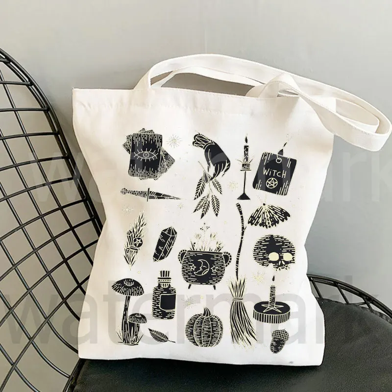 Skeletons Happy Halloween Totes Shopper Shopping Bag Halloween Party Dancing Skeleton Canvas Tote Bag Halloween Gift Bag Ideal