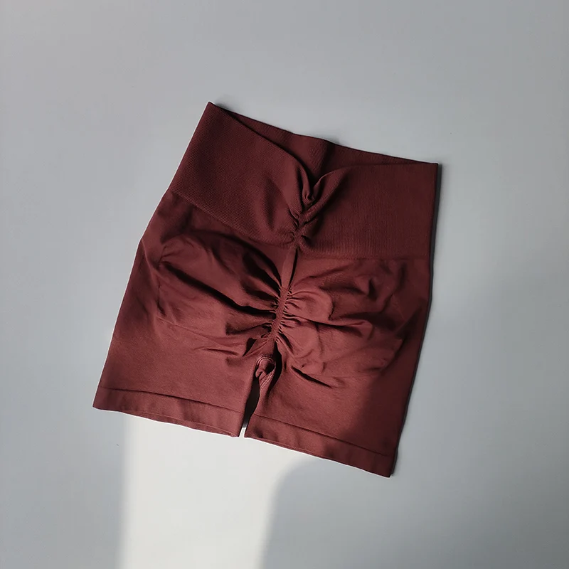 Pfirsichfarbene Fitness-Shorts für Damen, Sport-Shorts zur Po- und Hüftstraffung, Yoga-Shorts mit hoher Taille und hohem Bauchkomfort, hochelastische Leggings – Detail 19