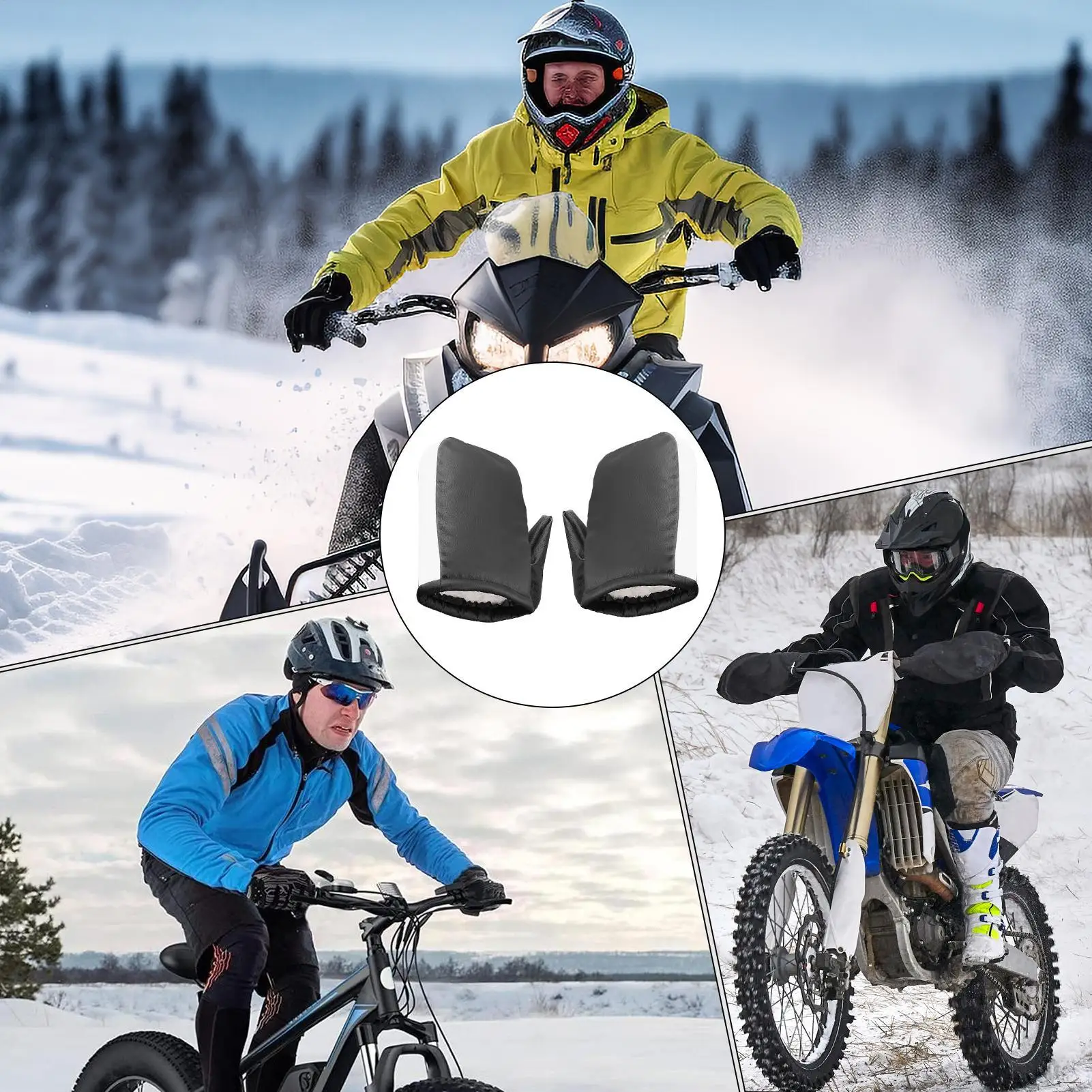 Motorcycle Handlebar Gloves Comfortable Reflective Waterproof Snowmobile Handlebar Mittens Hand Guard For Men Women Winter Cold