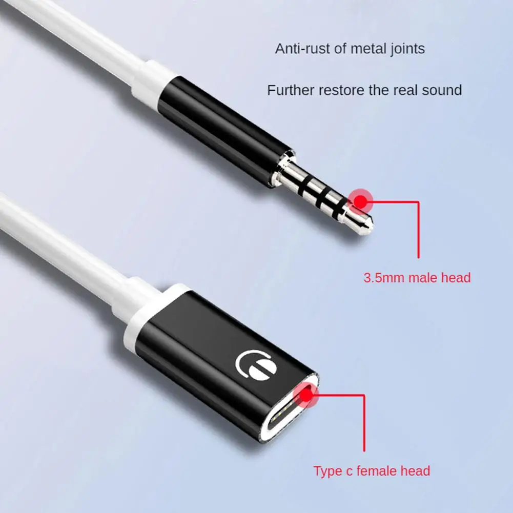 Konverter kabel Aux Headphone 3.5mm pria ke tipe-c wanita, konverter tipe-c ke Jack 3.5mm, kabel adaptor Audio Earphone 1 buah