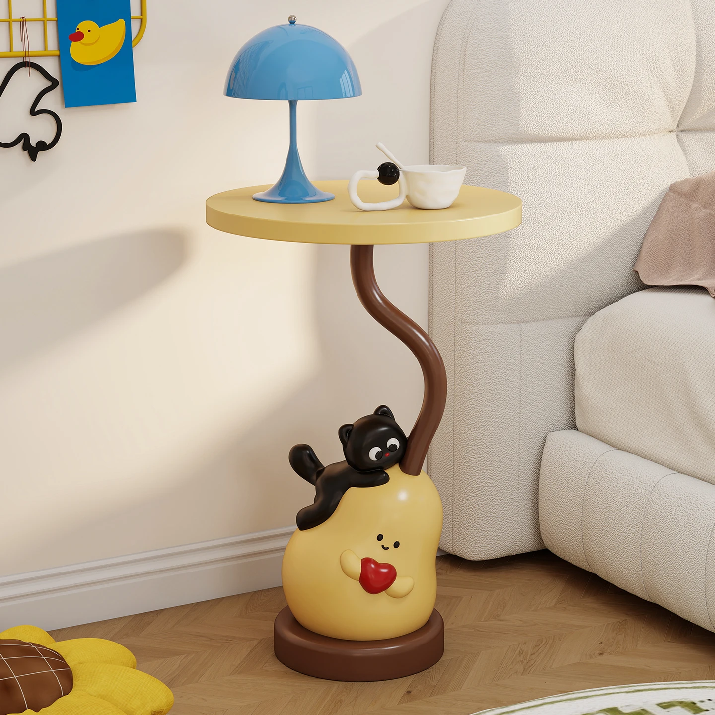 ss-Cute Cartoon Bedroom Bedside Storage Table Small Apartment Living Room Home Resin Leisure Side Tables Creative Side Frame
