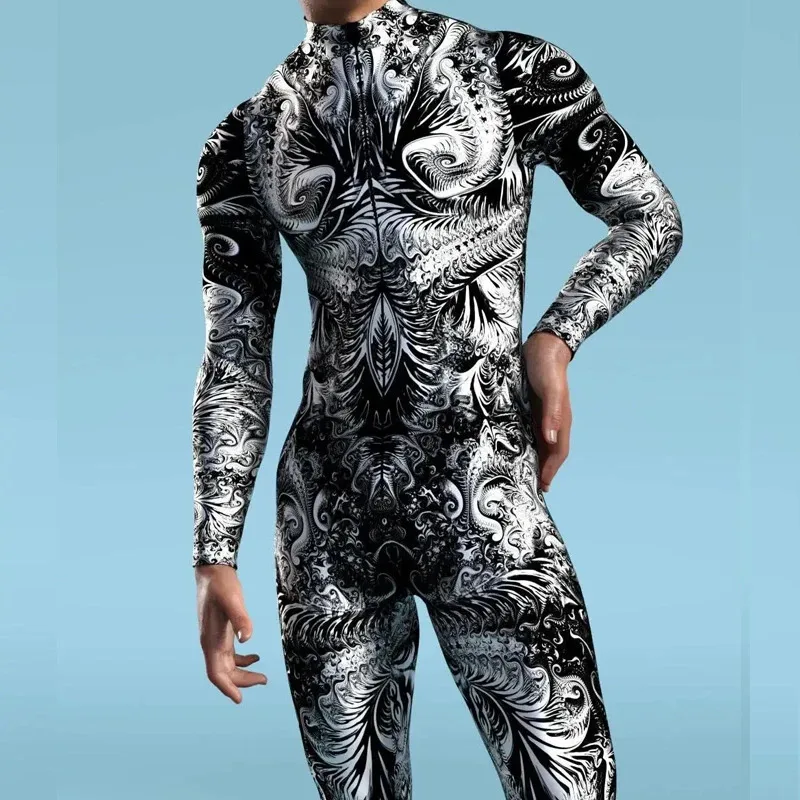 2025年新作 3Dプリント ホリデーパーティー メンズ コスプレコスチューム 伸縮性ボディスーツ ロンパース キッズ サイバーパンク レインボー ジャンプスーツ ウェア ワンピース ハル