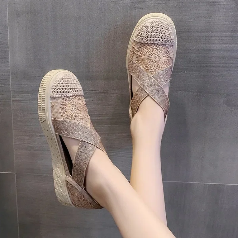 Damskie buty na platformie buty rybackie kobiety z siatką oddychające mokasyny z wycięciami na dole damskie letnie buty na co dzień Zapatos Mujer