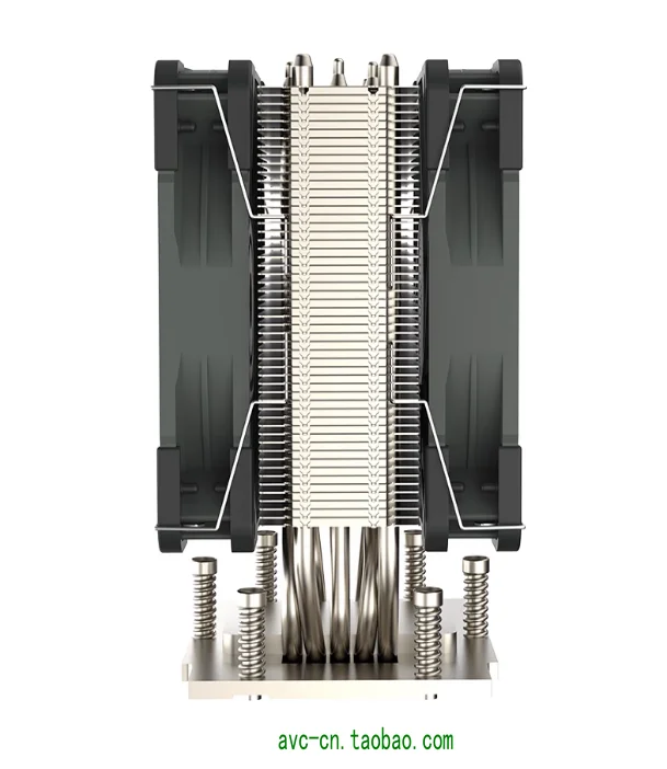 4U AMD SP5 Platform CPU Heatsink 5 Heat Pipes, Dual 12cm Fans