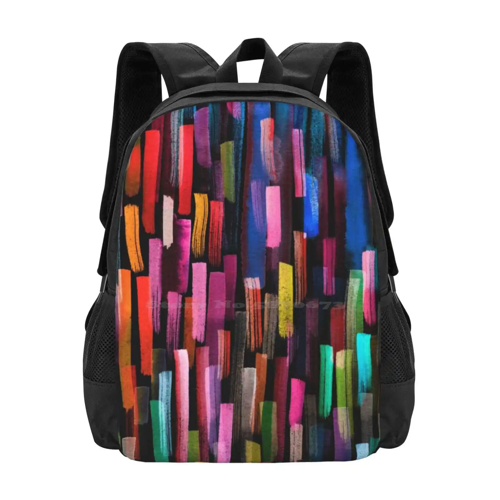 

Multicolored Watercolor Stripes Pattern Hot Sale Schoolbag Backpack Fashion Bags Multicolor Colors Pattern Design Graphics