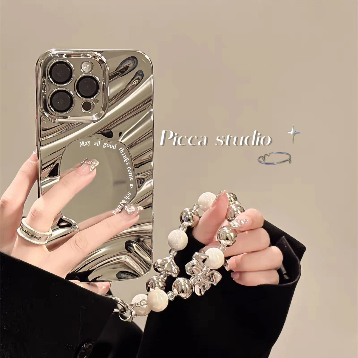 Funda De Teléfono Con Cordón De Espejo De Maquillaje Para Iphone 16 Pro Max 13 11 15 14 12 17 Air 17Promax 16Promax Funda De Silicona A Prueba De Golpes — -50%, $1.75 Coupon, from $1.76 – 50% descuento – €1.76