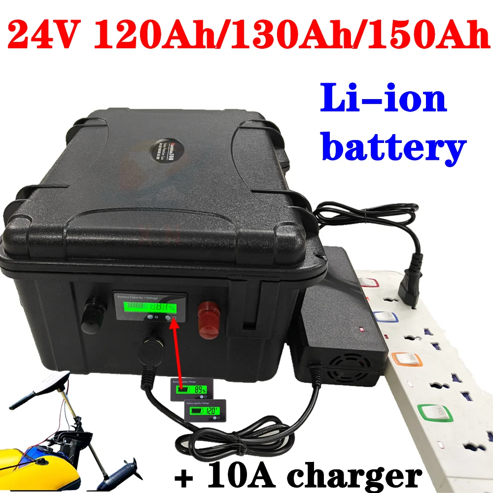 24V 150Ah impermeabile 24V 120AH batteria agli ioni di Litio 24V 130Ah li-ion per EV scooter golf cart UPS di alimentazione di b