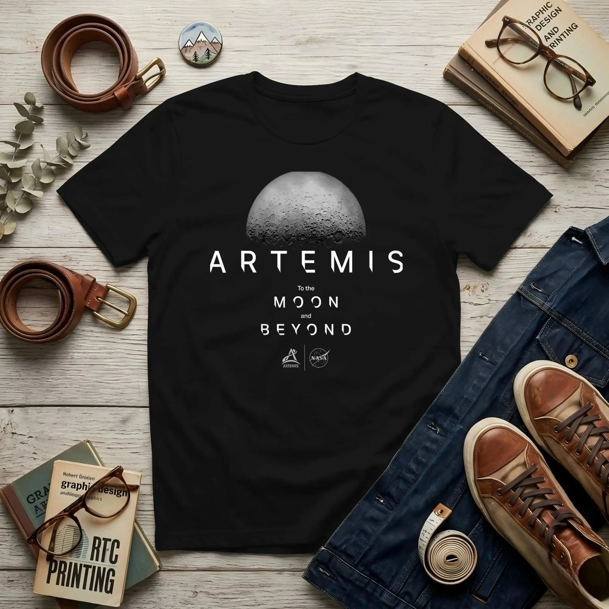Launch Mission to The Moon and Beyond Men's T Shirt Artemis II Amazing Tee Shirt Short Sleeve Round Collar 100% Cotton T-Shirt