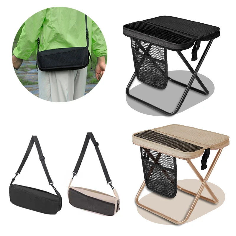 ★ ▲ Tabouret pliable pour sac à dos, tabouret pliant portable avec sac de transport, mini chaise d'extérieur légère et facile à transporter pour les voyages