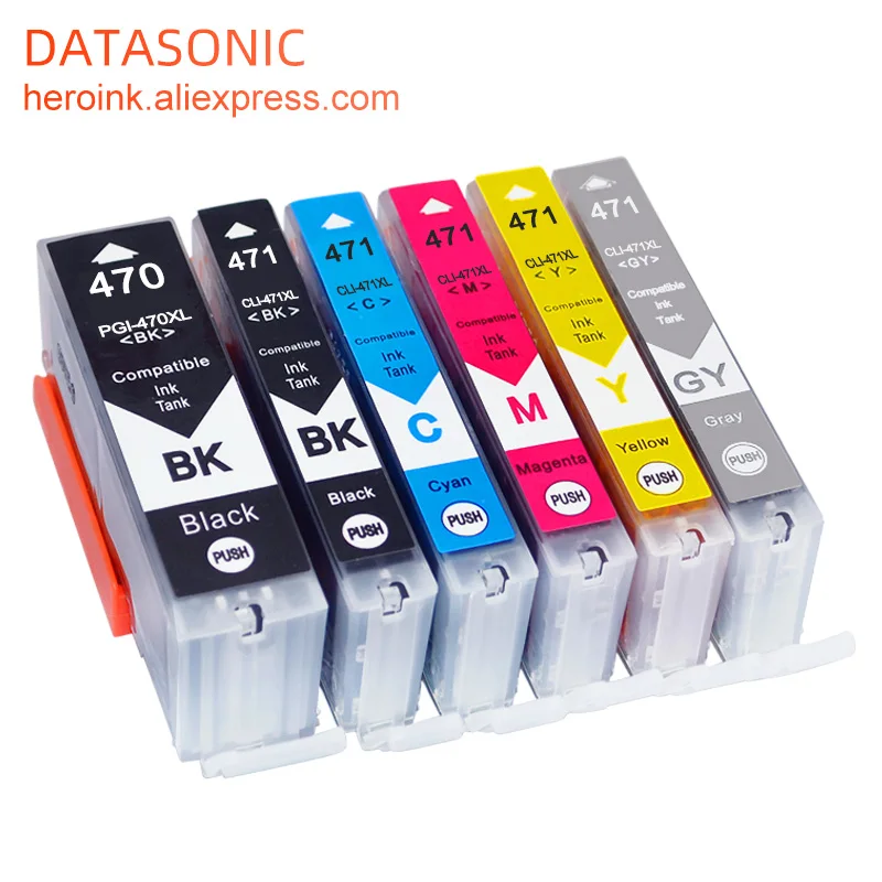 1set 6pcs PGI-470 CLI-471 PGI-470XL Ink Cartridge For Canon PIXMA MG5740 MG6840 MG7740 TS6040 TS5040 TS8040 TS9040 Printer