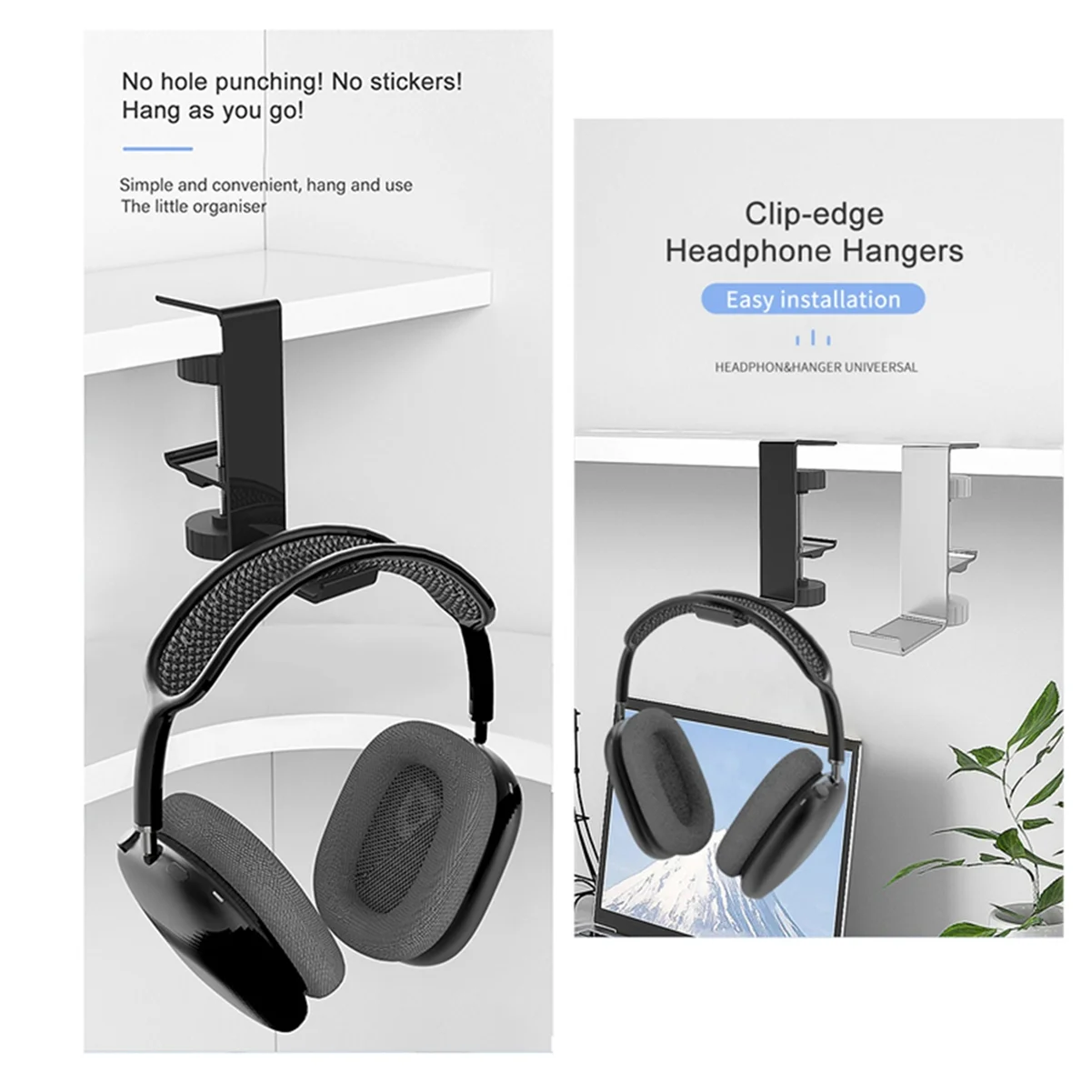 Clip-on Headset Holder Z20 Clip-on Hanger Hook Headset Universal Hanger Metal Desktop Countertop Hooks