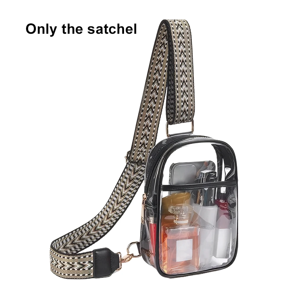 Sling Bag para eventos do estádio, Clear Crossbody Bag, Resistente a manchas, Castanho claro