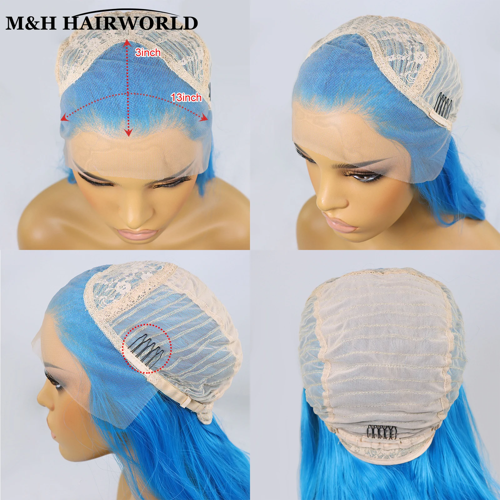 Blue Colored Curly Synthetic Lace Front Wigs For Women Cosplay Long Natural Wavy Heat Resistant Hair Glueless Lace Frontal Wigs