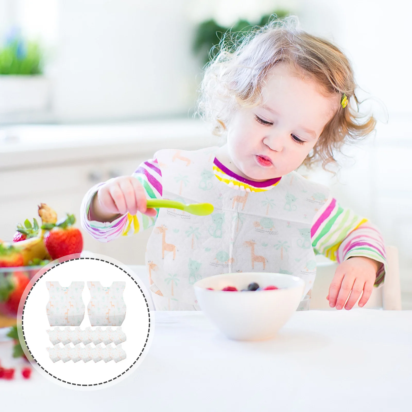 

20Pcs Baby Bibs Eating Drooling Infant Toddler Disposable Feeding Bibs Cute Animal Pattern Toddler Drool Bibs,