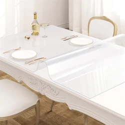 PVC transparent tablecloth with a thickness, heat-resistant, waterproof, and oil resistant dining table mat, 1pc