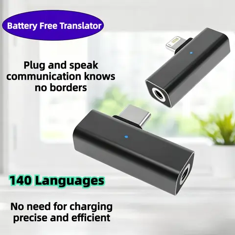 Traducteur IA en temps réel, 140 langues, adaptateur portable Type-C, prise en charge des casques universels, fonctionnalité à un clic