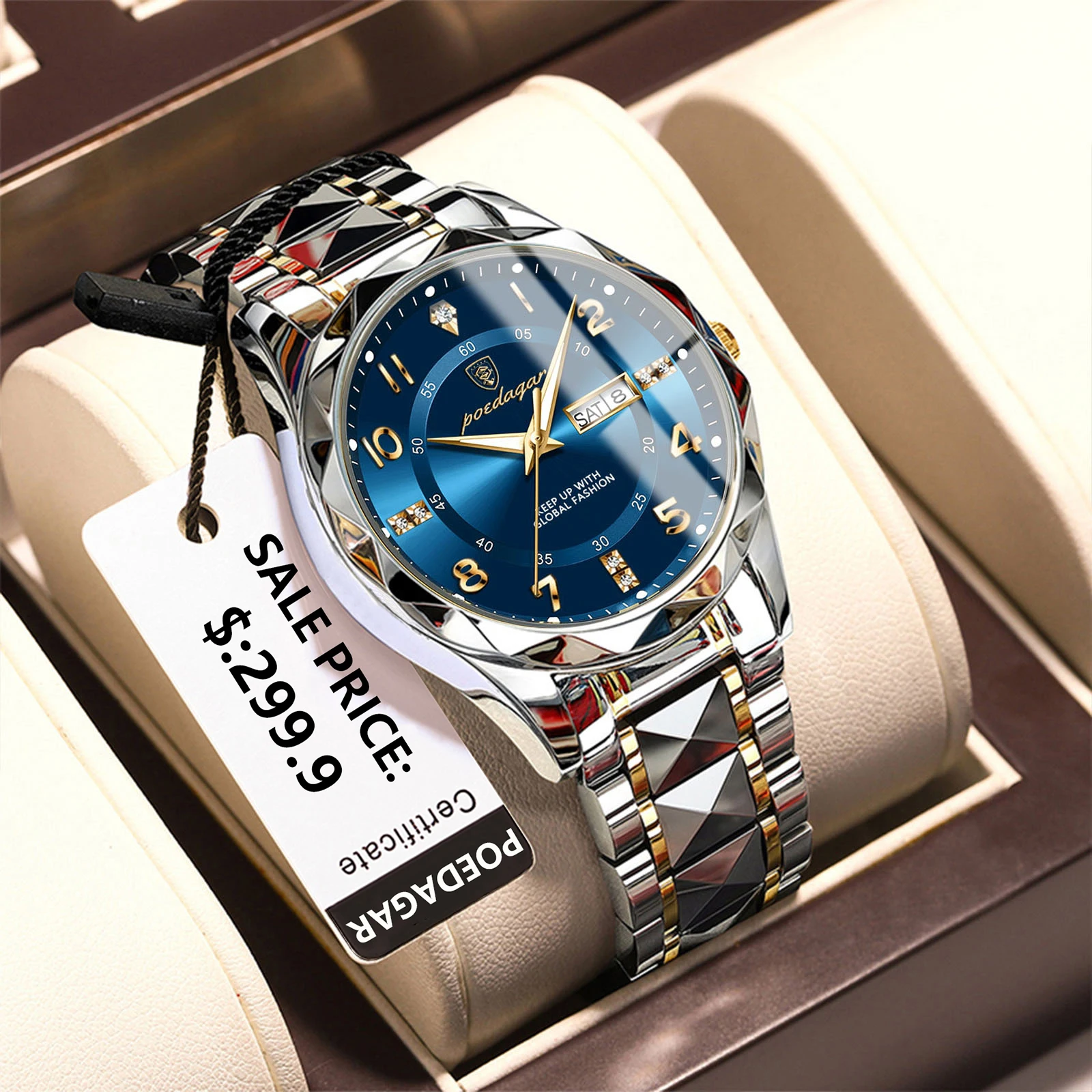 POEDAGAR Luxury Fashion Men Quartz Watch Waterproof Date Week Luminous Wristwatch Stainless Steel Men's Watches Sport Male Reloj