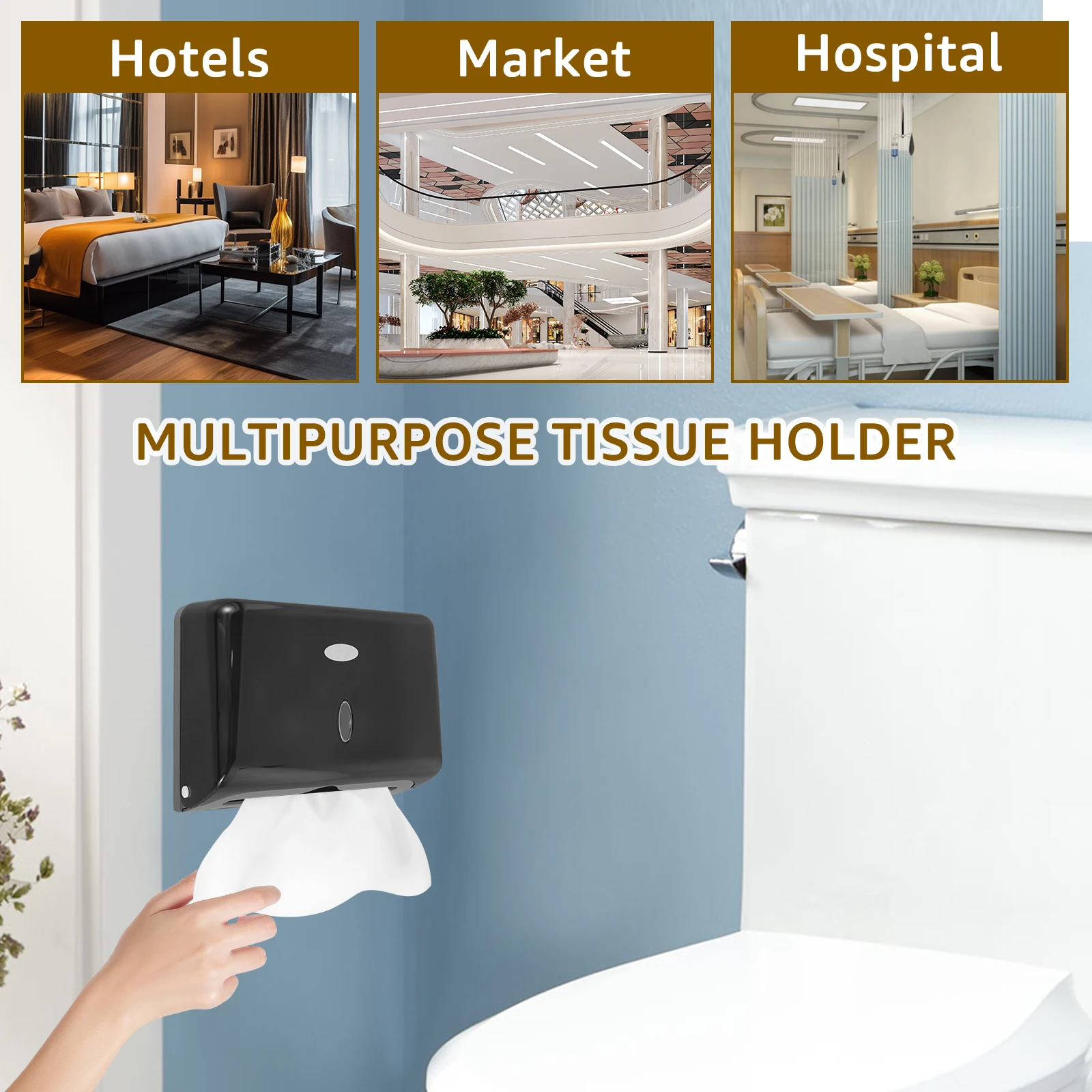 Wall Mount Toilet Paper Dispenser Punch Free Toilet Tissue Drawer Box Paper Towel Holder for Bathroom Restroom Kitchen Supplies