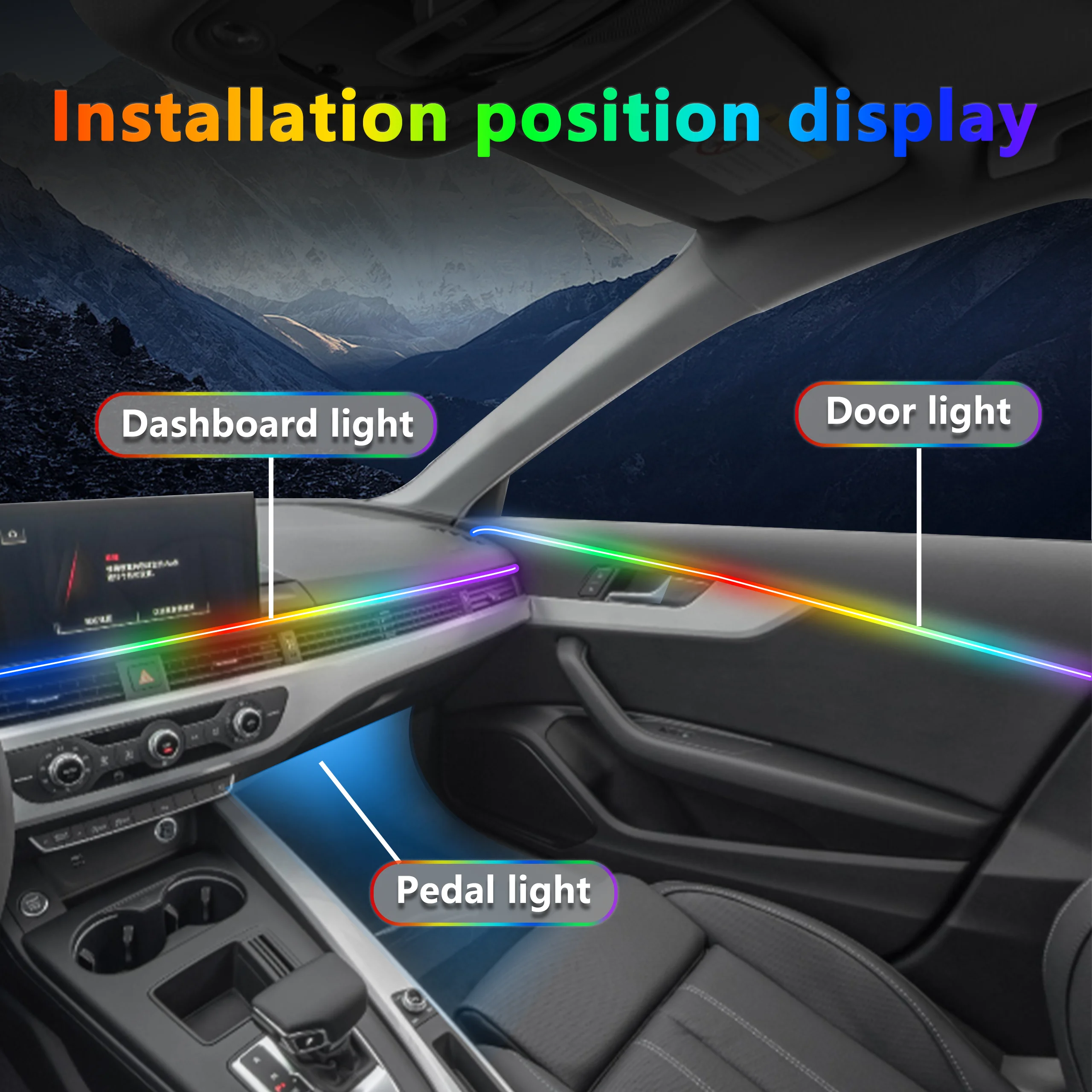 10 In1 For BMW 7ser F01 F02 F03 F04 G11 G12 G70 G73 Car Interior Ambient Lamps 64 Colorful Atmosphere Lights Auto LED Neon Strip