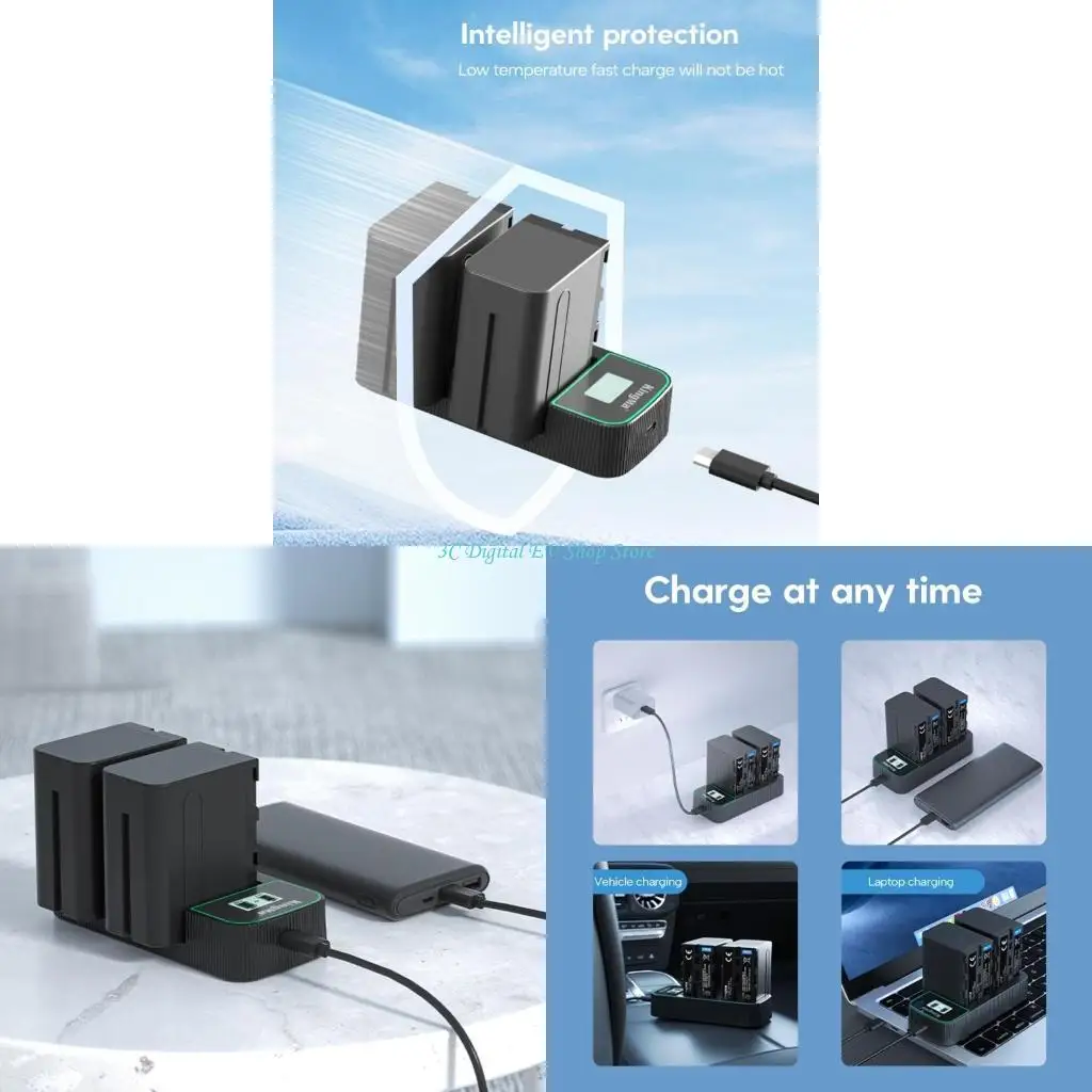 

E74D Dual Channel USB for NP-F330 NP-F570 NP-F730 LCD Screen for Travel