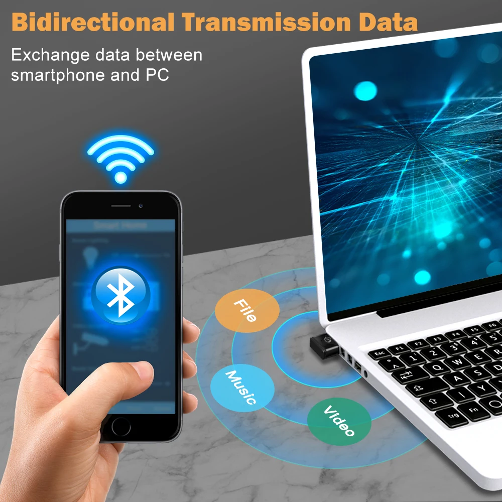 Goelely Bluetooth 5.3 Dongle Adapter Driver-free Bluetooth Adapter for Windows 8.1/10/11 Wireless Bluetooth Data Transmission