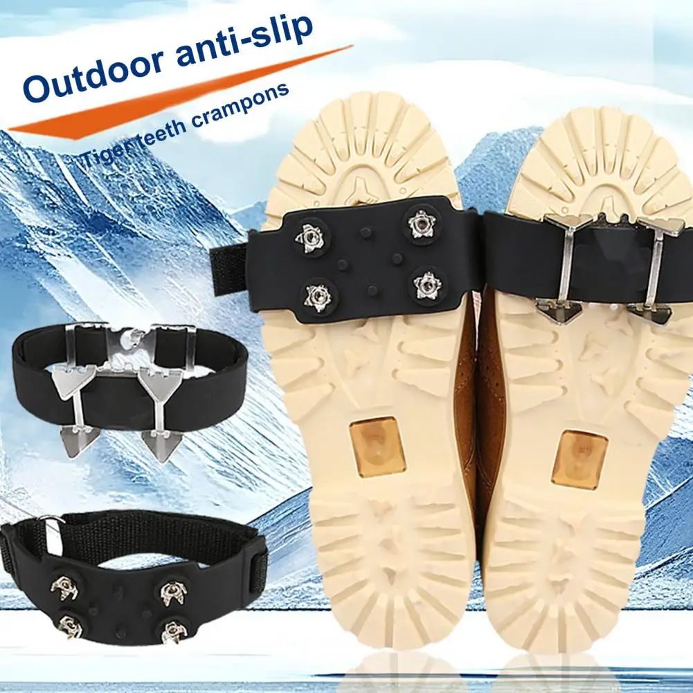 Non-Slip Crampon Boot Traction Cleat Snow Shoe Spikes Adjustable Fastener Tape Ice Snow Shoe Ice Gripper