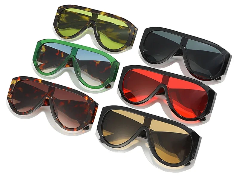 JNPCXI Mode Übergroße Pilot Frauen Sonnenbrille Retro Ein Stück Rot Grün Shades UV400 Männer Gradienten Sonnenbrille – Detail 3