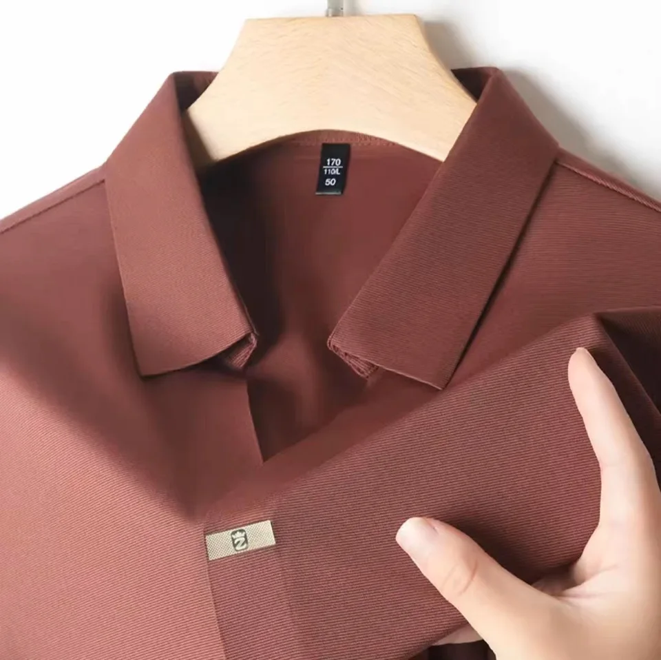 Light luxury fashionable men's shirt with no zipper design polo