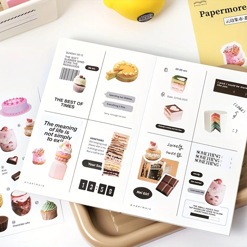 2 sheets Daily Colorful Stickers Material Paper for DIY Journaling Stationery